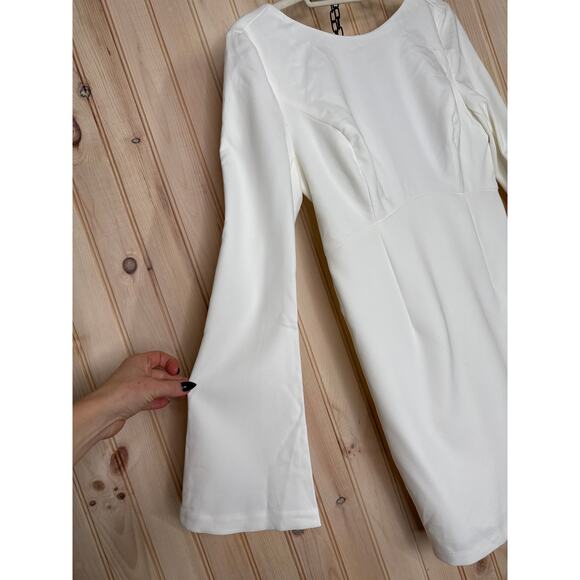 NWT Lulus Elegant Cutie Ivory Bow Long Sleeve Backless Mini Dress Cocktail Sz M - Picture 6 of 8